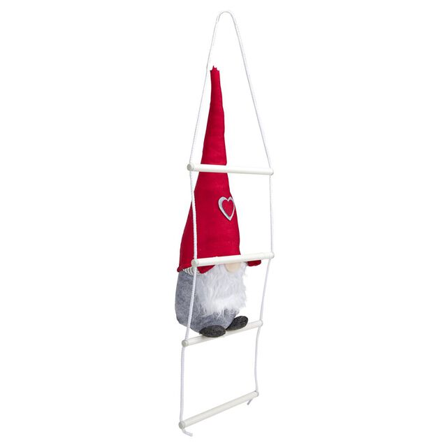 Gnome No&euml;l grimpeur sur &eacute;chelle H48cm