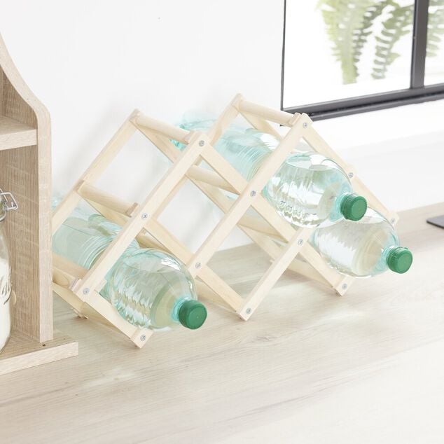 Range bouteille pliable en bois 5 cases 45x12,5xH24cm