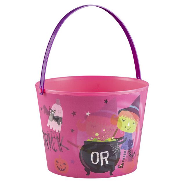Seau &agrave; bonbons Halloween avec effet d'optique rose