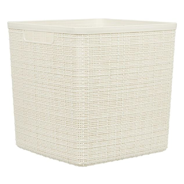 Pani&egrave;re Box Cube effet jute 17L 27x27x27cm beige