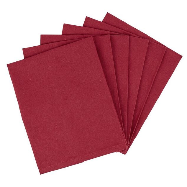 Serviette en coton uni Rouge x6