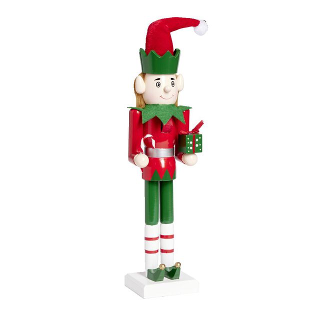 Lutin soldat Casse-Noisette en bois rouge et vert H38cm