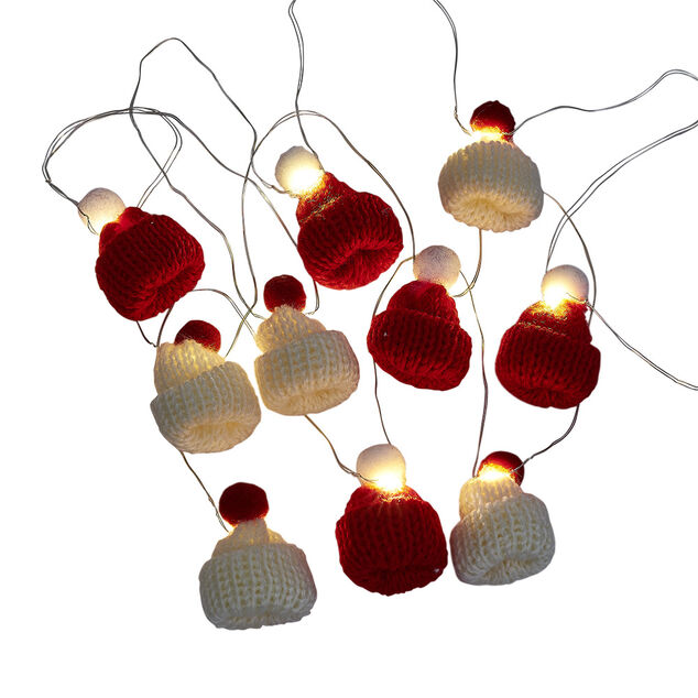 Guirlande lumineuse bonnet de Noël 10 microLED blanc chaud 1,8m