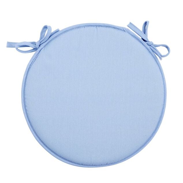 Galette de chaise ronde &agrave; nouettes unie &Oslash;38cm (2 mod&egrave;les jaune ou bleu)