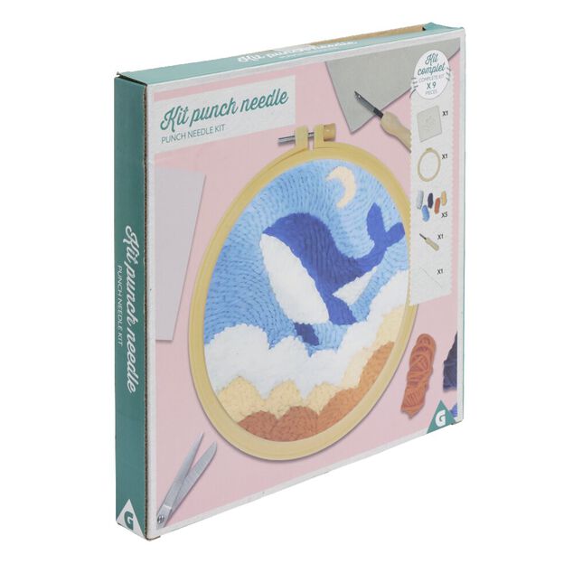 Kit de crochet avec support rond bois et laine 25x9x6cm - plusieurs mod&egrave;les