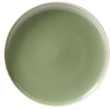 Assiette plate fa&iuml;ence vert bord liser&eacute; cr&egrave;me &Oslash;27cm