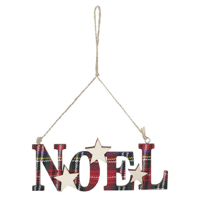 Mot No&euml;l &agrave; suspendre en bois d&eacute;coration vintage