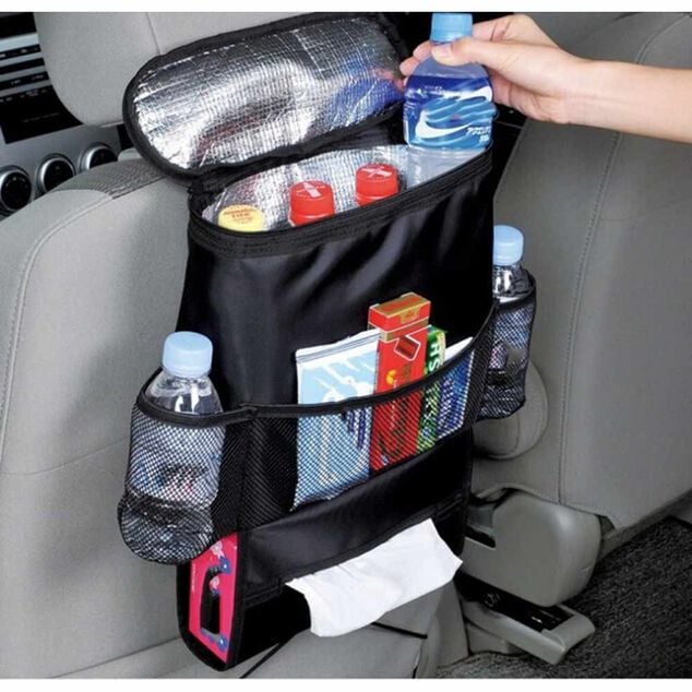 Rangement pour dos de si&egrave;ge de voiture avec sac isotherme noir