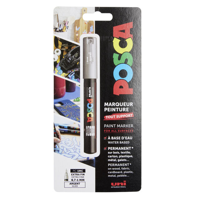 Marqueur cr&eacute;atif Posca pointe extra fine argent&eacute;e