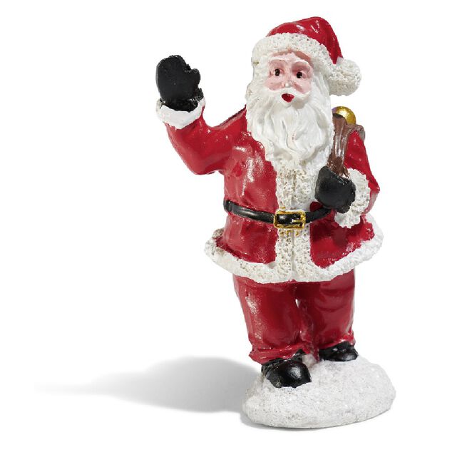 P&egrave;re No&euml;l avec hotte rouge blanc noir en r&eacute;sine