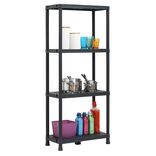 &Eacute;tag&egrave;re plastique noir 4 niveaux L60xl30xH138cm