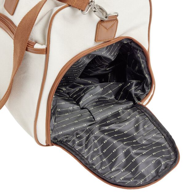 Sac de voyage canevas beige et marron 49x24xH31cm