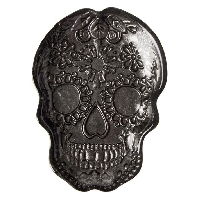 Plat t&ecirc;te de mort Halloween en verre