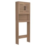 Meuble contour WC en bois 1 niche 2 portes L&eacute;on 58,5x19xH160cm