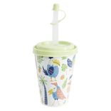 Gobelet avec couvercle paille plastique vert &Oslash;8,7xH20cm