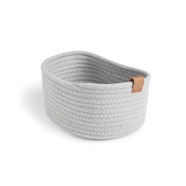 Pani&egrave;re de rangement coton tress&eacute; rose 22x16xH11cm - petit mod&egrave;le