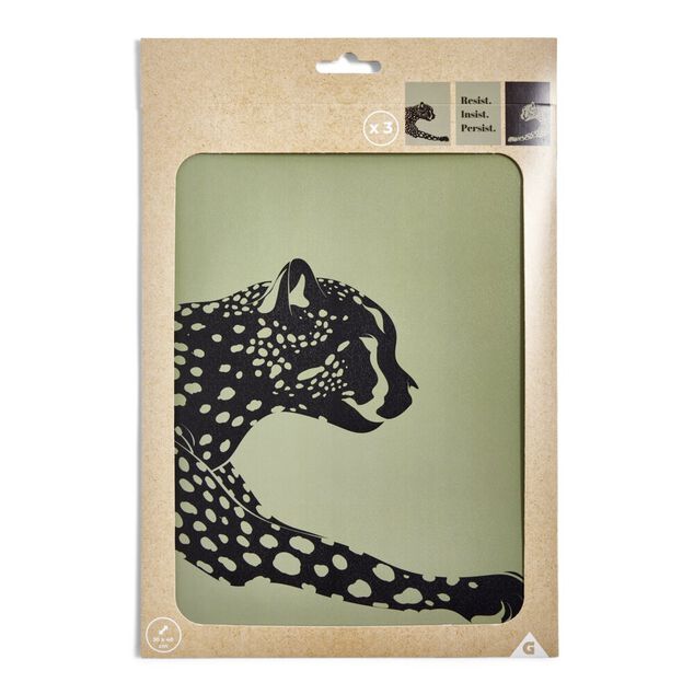 Affiche papier x3 th&egrave;me gu&eacute;pard noir et gris 30x40cm
