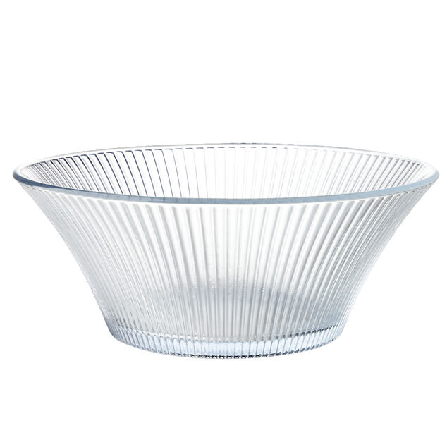 Saladier en verre stri&eacute; vert &Oslash;22xH8,8cm