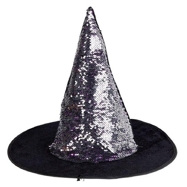 Chapeau Halloween sorci&egrave;re TU enfant noir &agrave; sequins