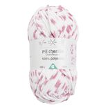 Pelote de fil &agrave; tricoter chenille blanc et rose 120m
