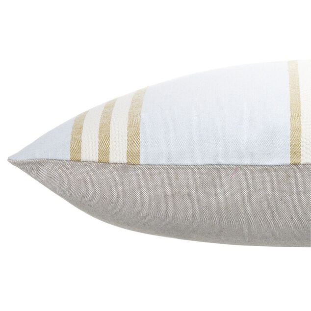 Coussin jacquard rayure bleu clair et marron 50x30cm