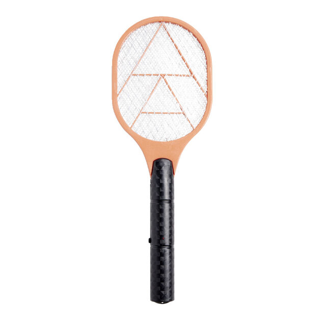 Raquette &eacute;lectrique attrape insectes &agrave; piles plastique orange