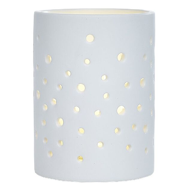 Bougeoir LED c&eacute;ramique ajour&eacute; noir &Oslash;7,8xH10,5cm