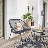 Table basse de jardin Urban ronde m&eacute;tal r&eacute;sine noir &Oslash;50xH52cm