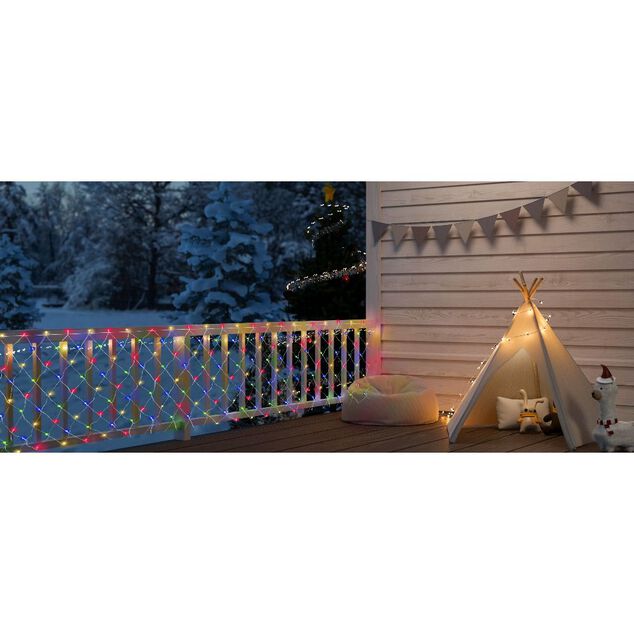 Filet lumineux 100LED multicolore 120x120cm
