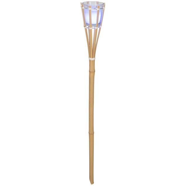 Torche bougie citronnelle &agrave; LED multicolore pique bambou &Oslash;8,5xH76cm