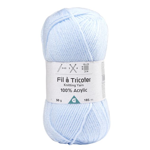 Fil &agrave; tricoter acrylique 50g bleu ciel