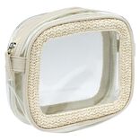 Trousse &agrave; cosm&eacute;tique transparente et beige 19x5xH15,5cm