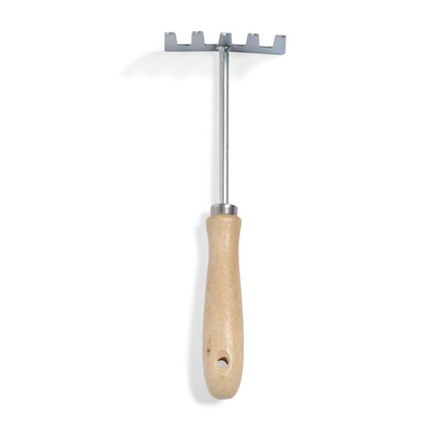 R&acirc;teau &agrave; fleurs 5 dents m&eacute;tal manche en bois