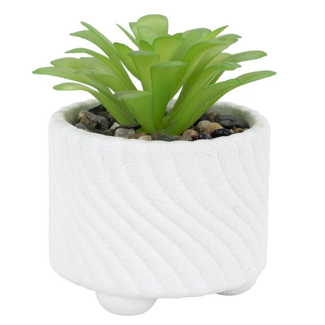 Plante artificielle pot blanc x3 avec plateau