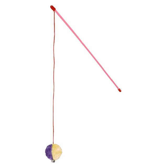 Jouet pour chat pompon avec canne &agrave; p&ecirc;che