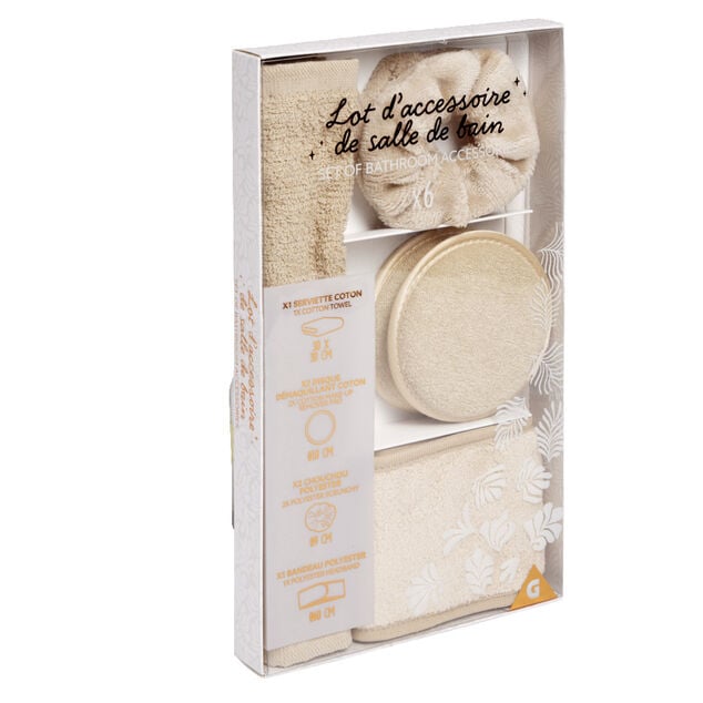 Set de bain femme avec serviette/disque démaquillant/chouchou/bandeau