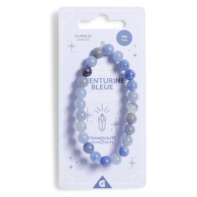 Bracelet crystal fin 24 perles aventurine bleu - Tranquilité