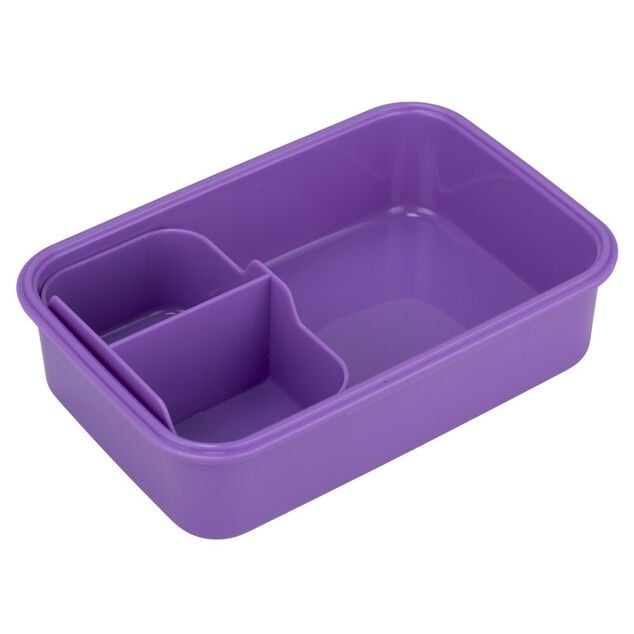 Lunch box plastique 800ml avec s&eacute;parateur lignes ondul&eacute;es 13x18xH6cm (2 mod&egrave;les)