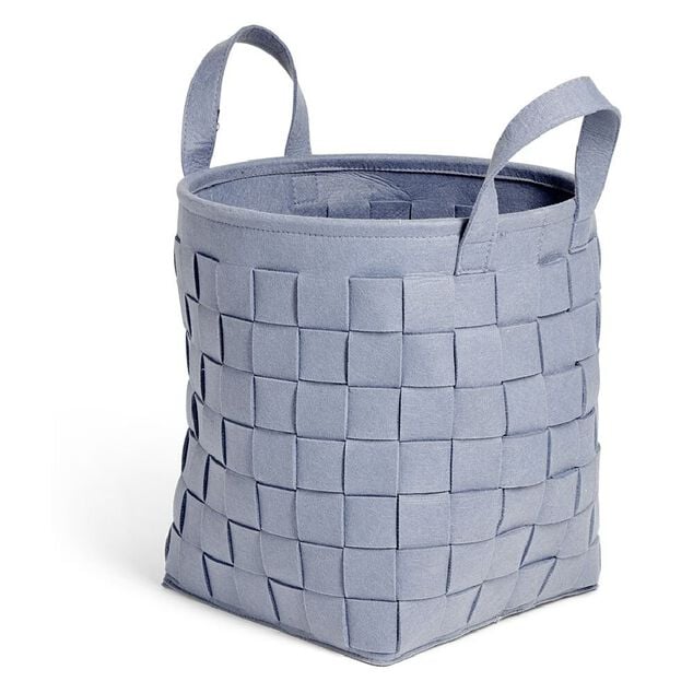 Panier &agrave; linge 29L feutrine bleu &Oslash;32xH36cm