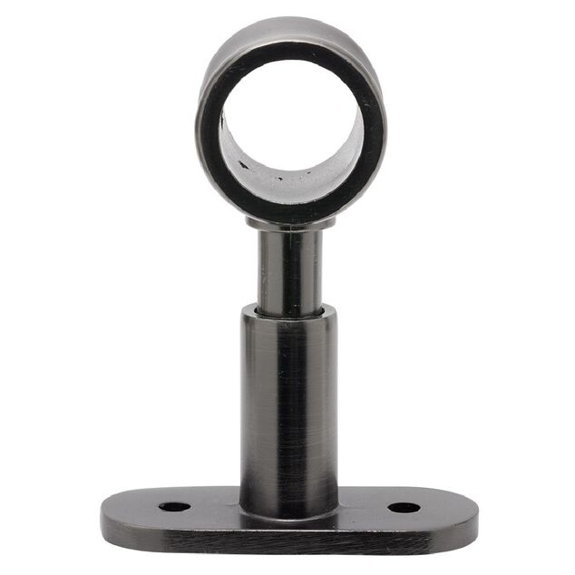 Support court m&eacute;tal gris pour tringle &agrave; rideau &Oslash;2xL11,4cm