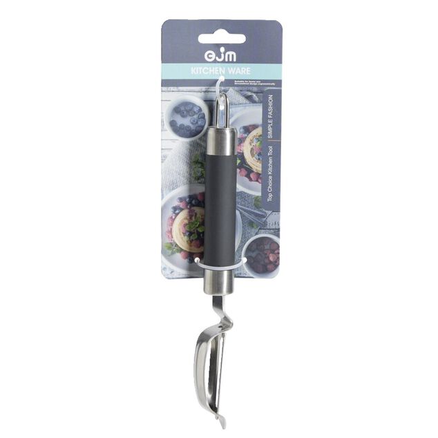 Éplucheur incurvé en inox avec manche plastique L.20,5cm