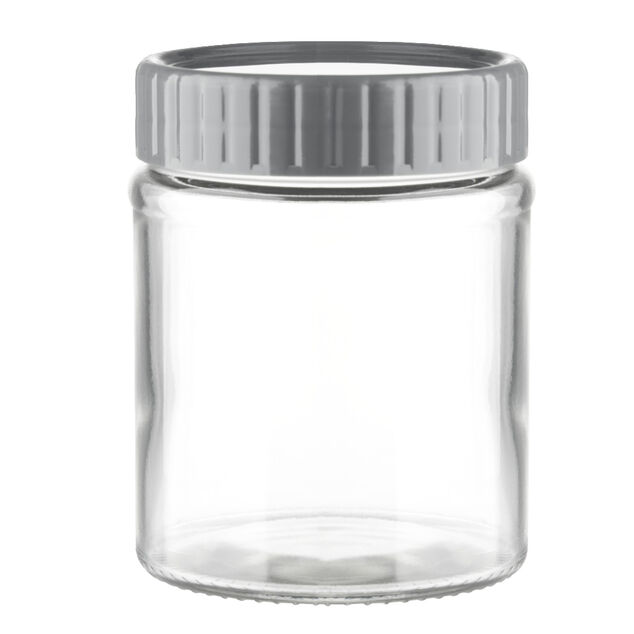 Bocal alimentaire en verre x2 couvercle plastique gris Ø8xH10,5cm