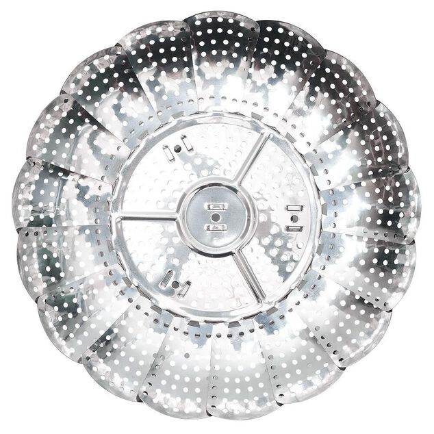 Panier vapeur r&eacute;glable m&eacute;tal gris &Oslash;28,5xH9,5cm