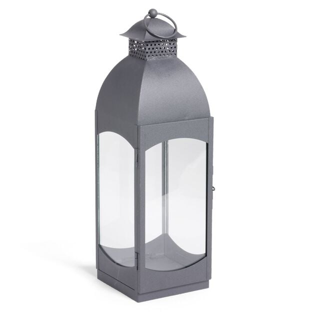 Lanterne rectangulaire vitr&eacute;e m&eacute;tal noir 13x12xH40,5cm