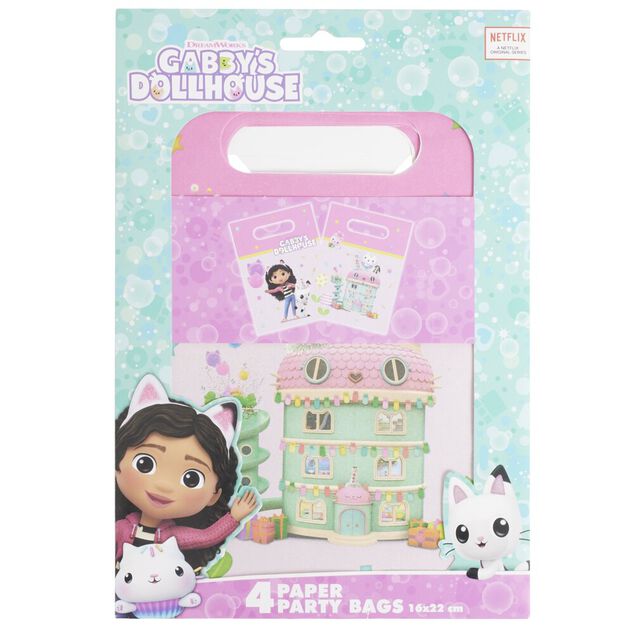 Sac cadeau papier x4 Gabby's Dollhouse 17xH25cm