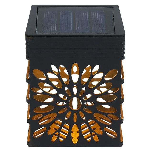 Lampe solaire design fleur plastique noir 7,6x5,2xH10,3cm