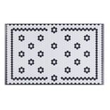 Tapis vinyle rectangulaire motif carreau de ciment fleur blanc et noir 38x60cm