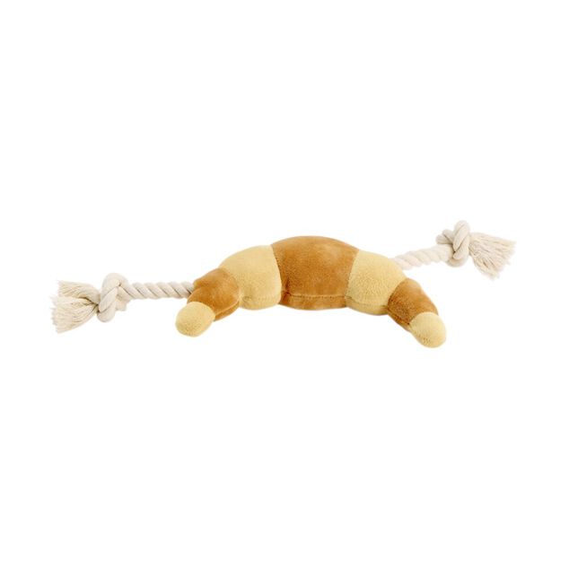 Jouet pour chien peluche croissant et corde marron et beige L44cm