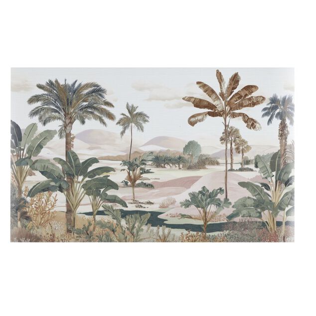Tapis vinyle rectangulaire paysage exotique tons vert et marron 38x60cm