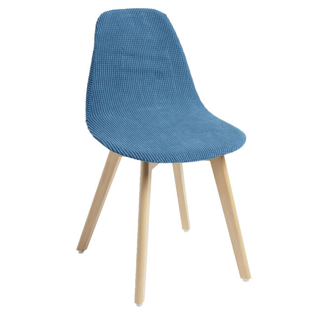 Housse de chaise scandinave extensible bleue 45x40xH45cm